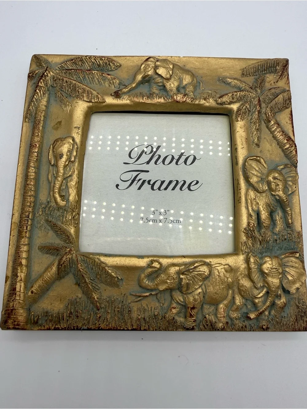 Pier One Imports Antique Gold Elephant Jungle Picture Photo Frame Fits 3